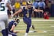 September 30, 2012; St. Louis, MO, USA; St. Louis Rams kicker Greg Zuerlein (4) kicks a 48 yard field goal against the Seattle Seahawks during the first half at the Edward Jones Dome. Mandatory Credit: Scott Rovak-US PRESSWIRE