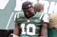 EAST RUTHERFORD, NJ - SEPTEMBER 30: Santonio Holmes #10 of the New York Jets is carted off the field in the second half against the San Francisco 49ers on September 30, 2012 at MetLife Stadium in East Rutherford, New Jersey.The San Francisco 49ers defeated the New York Jets 34-0. (Photo by Elsa/Getty Images)