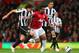 Anderson bursts through midfield in cup game against Newcastle.