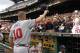 PITTSBURGH, PA - OCTOBER 03: Chipper Jones #10 of the Atlanta Braves salutes the fans before leaving the field after his last regular season game against the Pittsburgh Pirates on October 3, 2012 at PNC Park in Pittsburgh, Pennsylvania. (Photo by Justin K. Aller/Getty Images)