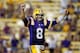 BATON ROUGE, LA - SEPTEMBER 15: Zach Mettenberger #8 of the LSU Tigers celebrates after throwing a touchdown against the Idaho Vandals at Tiger Stadium on September 15, 2012 in Baton Rouge, Louisiana. (Photo by Chris Graythen/Getty Images)
