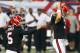ATLANTA, GA - SEPTEMBER 30: Matt Bryant #3 and Matt Bosher #5 of the Atlanta Falcons react after Bryant kicked the go-ahead field goal in the final seconds against the Carolina Panthers at Georgia Dome on September 30, 2012 in Atlanta, Georgia. (Photo by Kevin C. Cox/Getty Images)