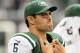 EAST RUTHERFORD, NJ - SEPTEMBER 30: Mark Sanchez #6 of the New York Jets looks on from the sideline in the fourth quarter against the San Francisco 49ers on September 30, 2012 at MetLife Stadium in East Rutherford, New Jersey.The San Francisco 49ers defeated the New York Jets 34-0. (Photo by Elsa/Getty Images)