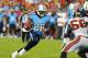 TAMPA, FL - AUGUST 17: Running back Chris Johnson #28 of the Tennessee Titans rushes upfield against the Tampa Bay Buccaneers in an NFL preseason game August 17, 2012 at Raymond James Stadium in Tampa, Florida. (Photo by Al Messerschmidt/Getty Images)