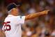 BOSTON, MA - AUGUST 25: Bobby Valentine #25 of the Boston Red Sox gestures toward the pitcher's mound in the seventh inning against the Kansas City Royals at Fenway Park on August 25, 2012 in Boston, Massachusetts. (Photo by Jim Rogash/Getty Images)