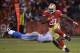 SAN FRANCISCO, CA - SEPTEMBER 16: Franck Gore #21 of the San Francisco 49ers puts a move on Erik Coleman #24 of the Detroit Lions in the third quarter of an NFL football game at Candlestick Park on September 16, 2012 in San Francisco, California. (Photo by Thearon W. Henderson/Getty Images)