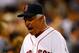 BOSTON, MA - SEPTEMBER 12: Manager Bobby Valentine #25 of the Boston Red Sox walks back to the dugout after arguing a called three strike with home plate umpire Alfonso Marquez against the New York Yankees during the game on September 12, 2012 at Fenway Park in Boston, Massachusetts. (Photo by Jared Wickerham/Getty Images)