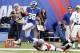 Sep 16, 2012; East Rutherford, NJ, USA; New York Giants wide receiver Hakeem Nicks (88) runs past Tampa Bay Buccaneers free safety Ahmad Black (43) during the game at MetLife Stadium. Mandatory Credit: William Perlman/THE STAR-LEDGER via US PRESSWIRE