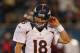 CHICAGO, IL - AUGUST 09: Peyton Manning #18 of the Denver Broncos reacts as he walks off of the field after throwing an interception against the Chicago Bears during a preseason game at Soldier Field on August 9, 2012 in Chicago, Illinois. (Photo by Jonathan Daniel/Getty Images)