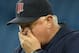 TORONTO, CANADA - OCTOBER 2: Manager Ron Gardenhire #35 of the Minnesota Twins on a trip to the mound during MLB game action against the Toronto Blue Jays on October 2, 2012 at Rogers Centre in Toronto, Ontario, Canada. (Photo by Tom Szczerbowski/Getty Images)