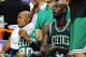 PHILADELPHIA, PA - MAY 23: Ray Allen #20 and Kevin Garnett #5 of the Boston Celtics watch from the bench at the end of the game against the Philadelphia 76ers in Game Six of the Eastern Conference Semifinals in the 2012 NBA Playoffs at the Wells Fargo Center on May 23, 2012 in Philadelphia, Pennsylvania. The 76ers won 82-75. NOTE TO USER: User expressly acknowledges and agrees that, by downloading and or using this photograph, User is consenting to the terms and conditions of the Getty Images License Agreement. (Photo by Drew Hallowell/Getty Images)