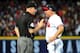 Fredi Gonzalez argues the infield fly rule call