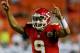 KANSAS CITY, MO - AUGUST 24: Quarterback Brady Quinn #9 of the Kansas City Chiefs celebrates after a touchdown during the NFL preseason game against the Seattle Seahawks at Arrowhead Stadium on August 24, 2012 in Kansas City, Missouri. (Photo by Jamie Squire/Getty Images)