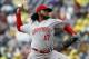PITTSBURGH, PA - SEPTEMBER 30: Johnny Cueto #47 of the Cincinnati Reds pitches against the Pittsburgh Pirates during the game on September 30, 2012 at PNC Park in Pittsburgh, Pennsylvania. (Photo by Justin K. Aller/Getty Images)
