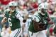 EAST RUTHERFORD, NJ - SEPTEMBER 30: Mark Sanchez #6 of the New York Jets hands the ball off to teammate Shonn Greene #23 in the first half against the San Francisco 49ers on September 30, 2012 at MetLife Stadium in East Rutherford, New Jersey. (Photo by Elsa/Getty Images)