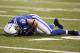 Dec 19, 2010; Indianapolis, IN, USA; Indianapolis Colts wide receiver Austin Collie (17) lays on the ground after suffering an apparent concussion against the Jacksonville Jaguars at Lucas Oil Stadium. Mandatory Credit: Brian Spurlock-US PRESSWIRE