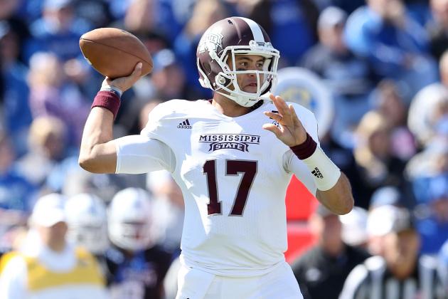 Russell Tosses 2 TDs, Lifts No. 20 Mississippi St.