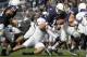 STATE COLLEGE, PA - OCTOBER 06: Matthew McGloin #11 of the Penn State Nittany Lions fumbles the ball against the Northwestern Wildcats during the game on October 6, 2012 at Beaver Stadium in State College, Pennsylvania. The Nittany Lions defeated the Wildcats 39-28. (Photo by Justin K. Aller/Getty Images)
