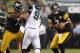 PHILADELPHIA, PA - AUGUST 09: Ben Roethlisberger #7 of the Pittsburgh Steelers rolls out during a preseason game against the Philadelphia Eagles at Lincoln Financial Field on August 9, 2012 in Philadelphia, Pennsylvania. (Photo by Jeff Zelevansky/Getty Images)