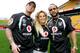 AUCKLAND, NEW ZEALAND - JUNE 11: (L-R) WWE wrestlers CM Punk, Natalya and MVP pose for a photo with Warriors jerseys after a Warriors NRL training session at Mt Smart Stadium on June 11, 2008 in Auckland, New Zealand. (Photo by Sandra Mu/Getty Images)