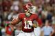 TUSCALOOSA, AL - SEPTEMBER 29: AJ McCarron #10 of the Alabama Crimson Tide looks to pass against the Mississippi Rebels at Bryant-Denny Stadium on September 29, 2012 in Tuscaloosa, Alabama. (Photo by Kevin C. Cox/Getty Images)