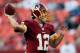 LANDOVER, MD - AUGUST 29: Quarterback Kirk Cousins #12 of the Washington Redskins passes against the Tampa Bay Buccaneers at FedExField on August 29, 2012 in Landover, Maryland. (Photo by Rob Carr/Getty Images)