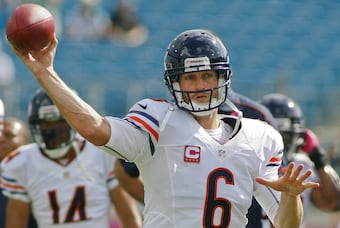 Jay Cutler is struggling again this week, he's 10 for 20 for a 50 percent completion percentage against the Jaguars.