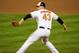 BALTIMORE, MD - OCTOBER 07: Jim Johnson #43 of the Baltimore Orioles throws a pitch against the New York Yankees during Game One of the American League Division Series at Oriole Park at Camden Yards on October 7, 2012 in Baltimore, Maryland. (Photo by Patrick McDermott/Getty Images)