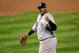 BALTIMORE, MD - OCTOBER 07: CC Sabathia #52 of the New York Yankees reacts after Mark Reynolds #12 of the Baltimore Orioles grounded out for the final out in the bottom of the eighth inning during Game One of the American League Division Series at Oriole Park at Camden Yards on October 7, 2012 in Baltimore, Maryland. (Photo by Patrick McDermott/Getty Images)