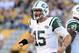 PITTSBURGH, PA - SEPTEMBER 16 : Tim Tebow #15 of the New York Jets reacts after running for a first down against the Pittsburgh Steelers on September 16, 2012 at Heinz Field in Pittsburgh, Pennsylvania. Pittsburgh won the game 27-10. (Photo by Joe Sargent/Getty Images)