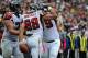 LANDOVER, MD - OCTOBER 07: Tight end Tony Gonzalez #88 of the Atlanta Falcons celebrates his touchdown reception with teammates against the Washington Redskins in the second quarter at FedExField on October 7, 2012 in Landover, Maryland. (Photo by Patrick Smith/Getty Images)