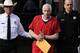 BELLEFONTE, PA - OCTOBER 09: Former Penn State assistant football coach Jerry Sandusky (C) leaves the Centre County Courthouse after being sentenced in his child sex abuse case on October 9, 2012 in Bellefonte, Pennsylvania. The 68-year-old Sandusky was sentenced to at least 30 years and not more that 60 years in prison for his conviction in June on 45 counts of child sexual abuse, including while he was the defensive coordinator for the Penn State college football team. (Photo by Patrick Smith/Getty Images)