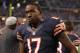 Oct 1, 2012; Arlington, TX, USA; Chicago Bears receiver Alshon Jeffery (17) prior to the game against the Dallas Cowboys at Dallas Cowboys Stadium. Mandatory Credit: Matthew Emmons-US PRESSWIRE