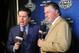 June 4, 2012; Los Angeles, CA, USA; ESPN reporters Steve Levy (left) and Barry Melrose on air after game three of the 2012 Stanley Cup Finals between the New Jersey Devils and the Los Angeles Kings at the Staples Center. The Kings won 4-0. Mandatory Credit: Jayne Kamin-Oncea-US PRESSWIRE