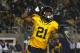 BERKELEY, CA - OCTOBER 06: Wide receiver Keenan Allen #21 of the California Golden Bears celebrates after scoring a touchdown against the UCLA Bruins during the second quarter at California Memorial Stadium on October 6, 2012 in Berkeley, California. (Photo by Jason O. Watson/Getty Images)