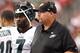 GLENDALE, AZ - SEPTEMBER 23: Head coach Andy Reid and quarterback Michael Vick #7 of the Philadelphia Eagles stand on the sidelines during the NFL game against the Arizona Cardinals at the University of Phoenix Stadium on September 23, 2012 in Glendale, Arizona. The Carindals defeated the Eagles 27-6. (Photo by Christian Petersen/Getty Images)