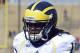 Oct 06, 2012; West Lafayette, IN, USA; Michigan Wolverines quarterback Denard Robinson (16) before the game against the Purdue Boilermakers at Ross Ade Stadium. Mandatory Credit: Mike DiNovo-US PRESSWIRE