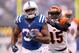 INDIANAPOLIS, IN - AUGUST 30: Vick Ballard #33 of the Indianapolis Colts runs with the ball while defended by Jeromy Miles #45 of the Cincinnati Bengals at Lucas Oil Stadium on August 30, 2012 in Indianapolis, Indiana. (Photo by Andy Lyons/Getty Images)