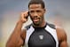 Aug 4, 2012; Nashville, TN, USA; Tennessee Titans wide receiver Kenny Britt (18) on the sideline during training camp workout at LP Field. Mandatory Credit: Jim Brown-US PRESSWIRE