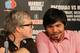 BEVERLY HILLS, CA - SEPTEMBER 17: (L-R) Trainer Freddie Roach and boxer Manny Pacquiao share a few words during the Manny Pacquiao v Juan Manuel Marquez - Press Conference at Beverly Hills Hotel on September 17, 2012 in Beverly Hills, California. (Photo by Victor Decolongon/Getty Images)