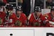 CHICAGO, IL - APRIL 23: Viktor Stalberg #25, Patrick Kane #88, Jonathan Toews #19 and Bryan Bickell #29 of the Chicago Blackhawks watch the closing minutes from the bench against the Phoenix Coyotes in Game Six of the Western Conference Quarterfinals during the 2012 NHL Stanley Cup Playoffs at the United Center on April 23, 2012 in Chicago, Illinois. The Coyotes defeated the Blackhawks 4-0 to win the series 4 games to 2. (Photo by Jonathan Daniel/Getty Images)