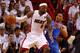 MIAMI, FL - JUNE 19: LeBron James #6 of the Miami Heat drives in the post in the second half against Russell Westbrook #0 of the Oklahoma City Thunder in Game Four of the 2012 NBA Finals on June 19, 2012 at American Airlines Arena in Miami, Florida. NOTE TO USER: User expressly acknowledges and agrees that, by downloading and or using this photograph, User is consenting to the terms and conditions of the Getty Images License Agreement. (Photo by Mike Ehrmann/Getty Images)