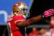 SAN FRANCISCO, CA - OCTOBER 7: Wide receiver Kyle Williams #10 of the San Francisco 49ers signals a first down against the Buffalo Bills on October 7, 2012 at Candlestick Park in San Francisco, California. The 49ers won 45-3. (Photo by Brian Bahr/Getty Images)