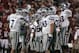 NORMAN, OK - SEPTEMBER 22: Quarterback Collin Klein #7 of the Kansas State Wildcats talks to his offense before the last play against the Oklahoma Sooners on September 22, 2012 at Gaylord Family-Oklahoma Memorial Stadium in Norman, Oklahoma. Kansas State beat Oklahoma 24-19. (Photo by Brett Deering/Getty Images)