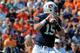 Oct 6, 2012; Auburn, AL, USA; Auburn Tigers quarterback Clint Moseley (15) prepares to pass in the second half against the Arkansas Razorbacks at Jordan-Hare Stadium. Mandatory Credit: Shanna Lockwood-US PRESSWIRE