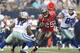 Sep 23, 2012; Arlington, TX, USA; Tampa Bay Buccaneers cornerback Aqib Talib (25) returns an interception in the first quarter against the Dallas Cowboys at Cowboys Stadium. Mandatory Credit: Matthew Emmons-US PRESSWIRE