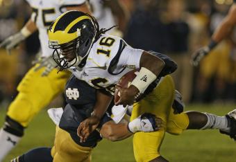 Denard Robinson now has over 10,000 total yards during his career at Michigan.