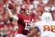 Oct 13, 2012; Dallas, TX, USA; Oklahoma Sooners quarterback Landry Jones (12) throws a pass in the second quarter against the Texas Longhorns during the red river rivalry at the Cotton Bowl. Mandatory Credit: Tim Heitman-US PRESSWIRE