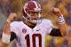 COLUMBIA, MO - OCTOBER 13: Quarterback AJ McCarron #10 of the Alabama Crimson Tide celebrates after Alabama scored a touchdown during the 1st half of the game against the Missouri Tigers at Faurot Field/Memorial Stadium on October 13, 2012 in Columbia, Missouri. (Photo by Jamie Squire/Getty Images)