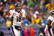 FOXBORO, MA - OCTOBER 7: Peyton Manning #18 of the Denver Broncos gestures during a game against the New England Patriots at Gillette Stadium on October 7, 2012 in Foxboro, Massachusetts. (Photo by Jim Rogash/Getty Images)